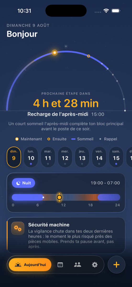 Ton planning. Nuits, jours et repos comptés pour toi