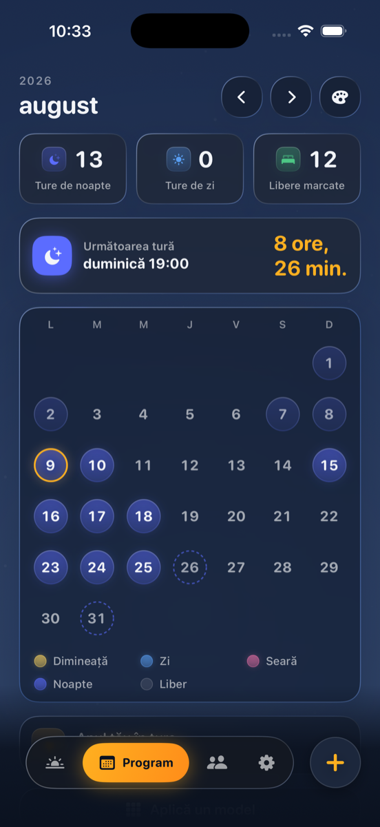 Graficul tău. Nopți, zile și zile libere, numărate pentru tine